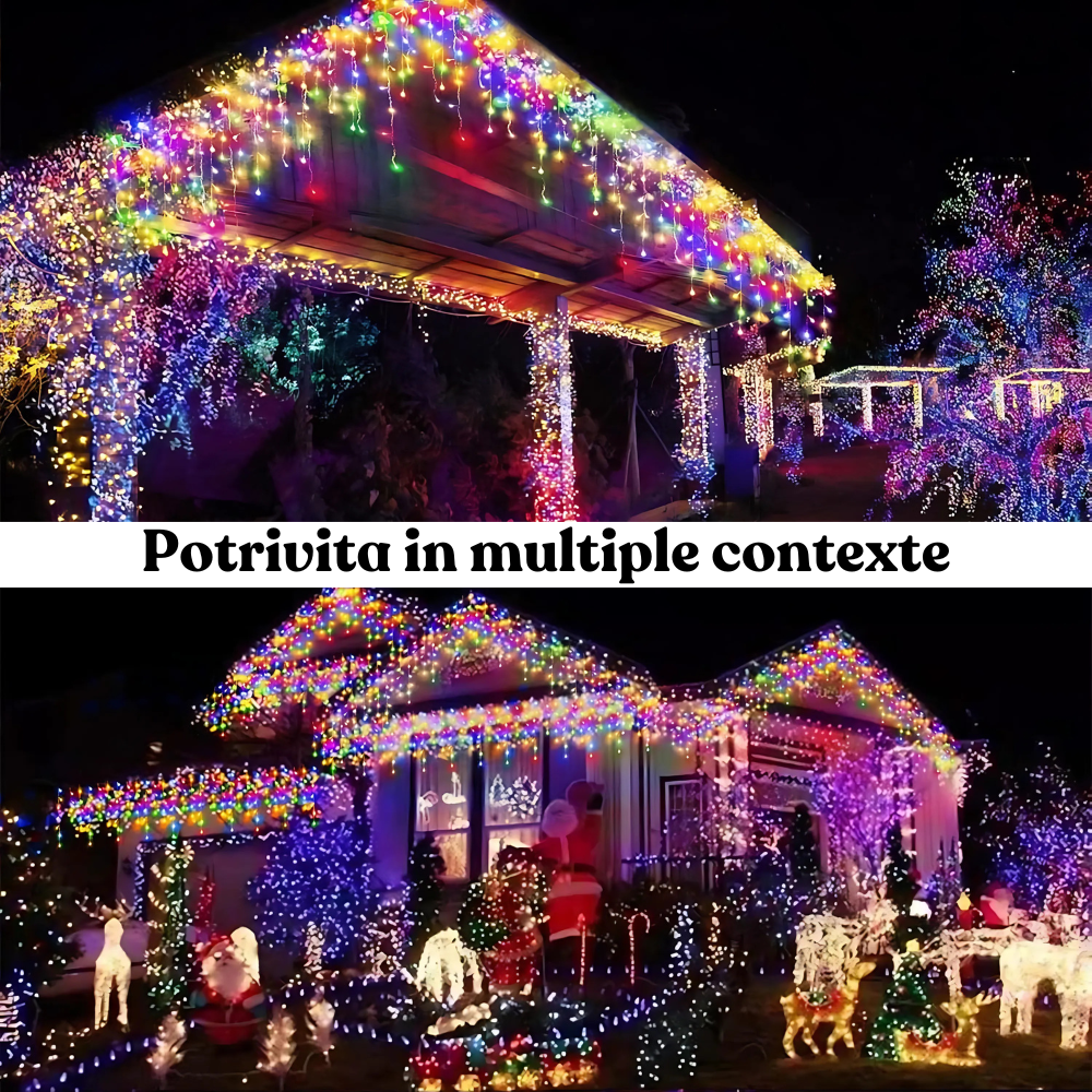 Instalatie de Craciun, Tip Turturi, 8 Jocuri de Lumini, Interior sau Exterior 12Mx0.6M