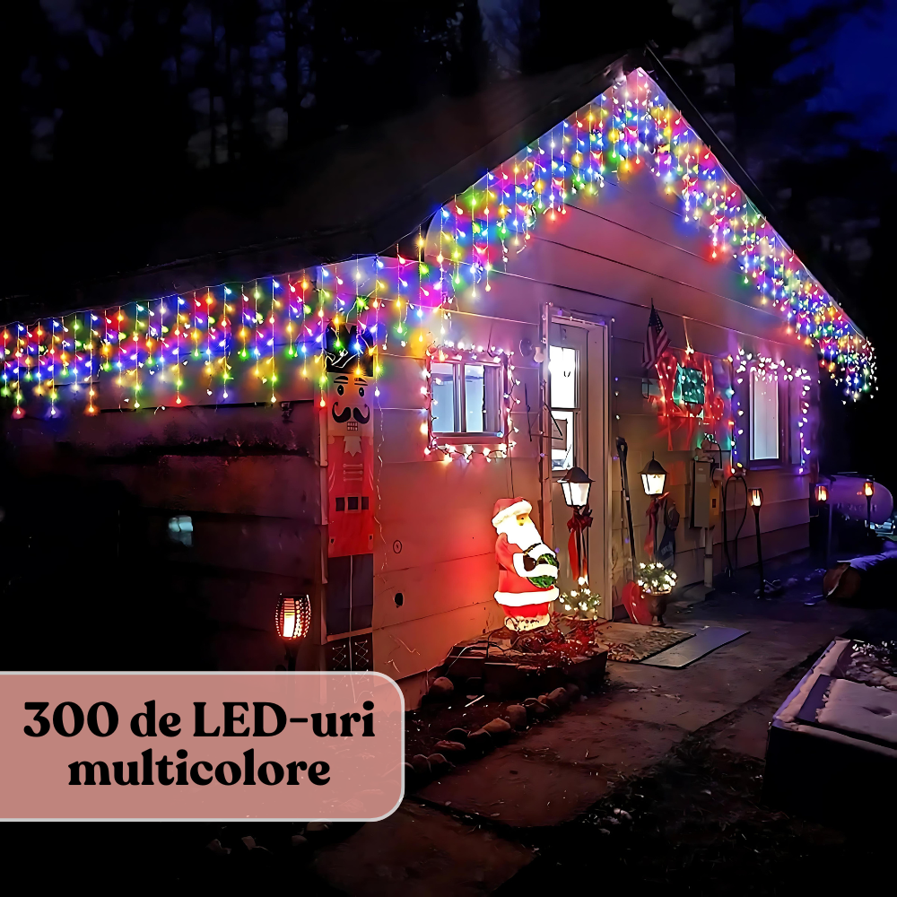 Instalatie de Craciun, Tip Turturi, 8 Jocuri de Lumini, Interior sau Exterior 12Mx0.6M