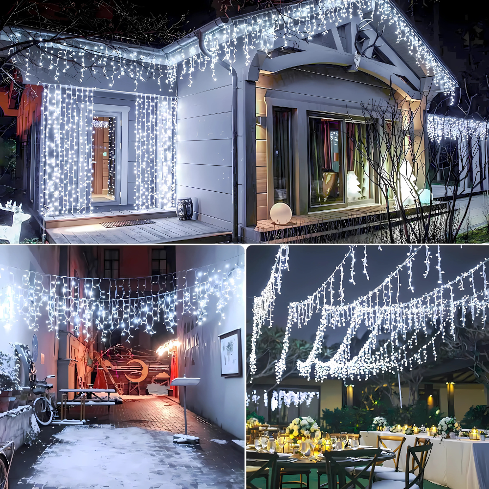 Instalatie de Craciun, Tip Turturi, 8 Jocuri de Lumini, Interior sau Exterior 12Mx0.6M