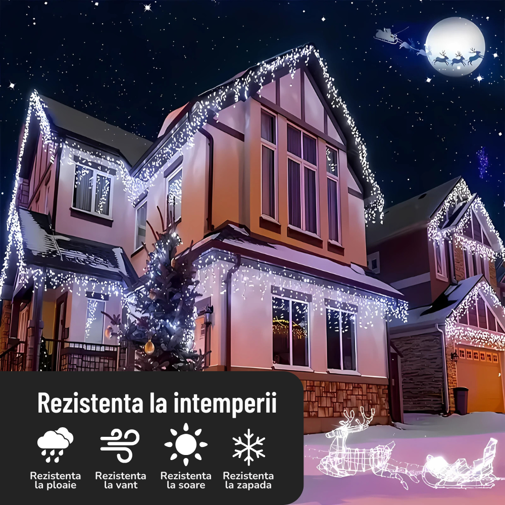 Instalatie de Craciun, Tip Turturi, 8 Jocuri de Lumini, Interior sau Exterior 12Mx0.6M