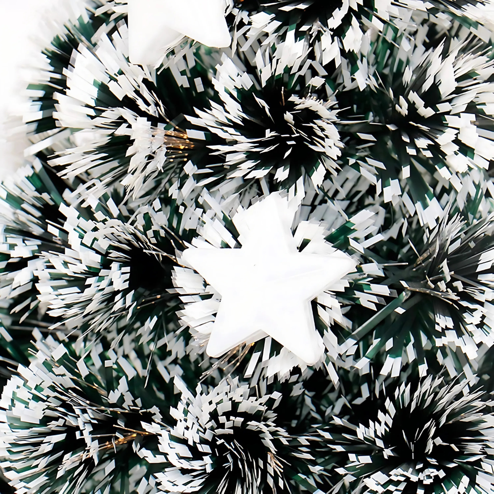 Brad Artificial De Craciun, Cu Fibra Optica si LED-uri Integrate, Multicolor, Aspect Nins + Steluta LED Inclusa