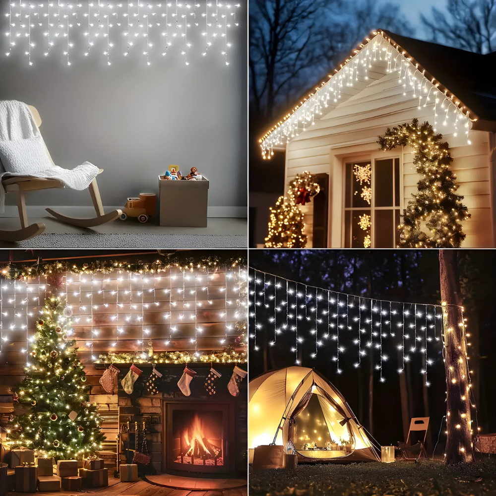 Instalatie de Craciun, Tip Turturi, 8 Jocuri de Lumini, Interior sau Exterior 12Mx0.6M