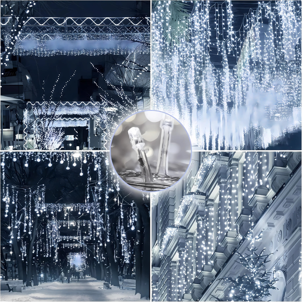 Instalatie de Craciun, Tip Turturi, 8 Jocuri de Lumini, Interior sau Exterior 12Mx0.6M