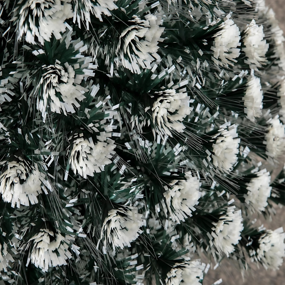 Brad Artificial De Craciun, Cu Fibra Optica si LED-uri Integrate, Multicolor, Aspect Nins + Steluta LED Inclusa