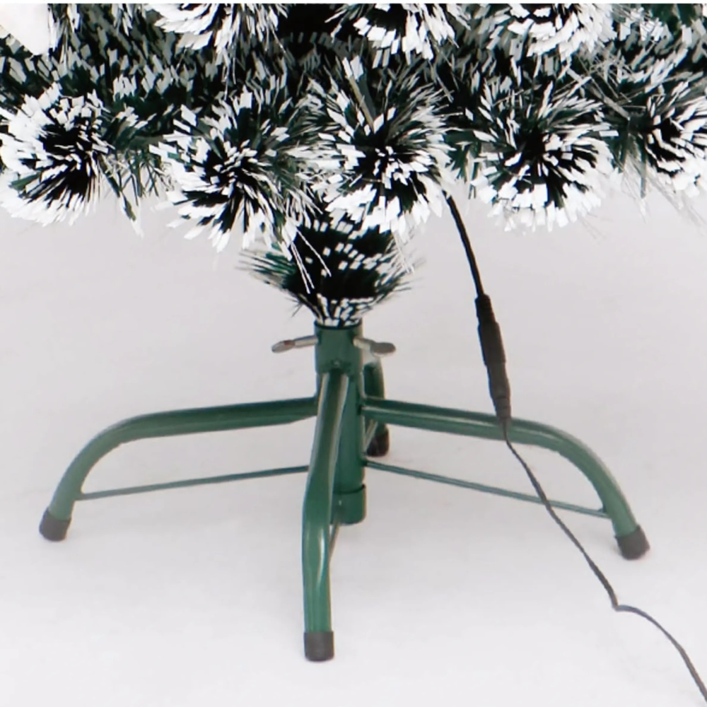 Brad Artificial De Craciun, Cu Fibra Optica si LED-uri Integrate, Multicolor, Aspect Nins + Steluta LED Inclusa