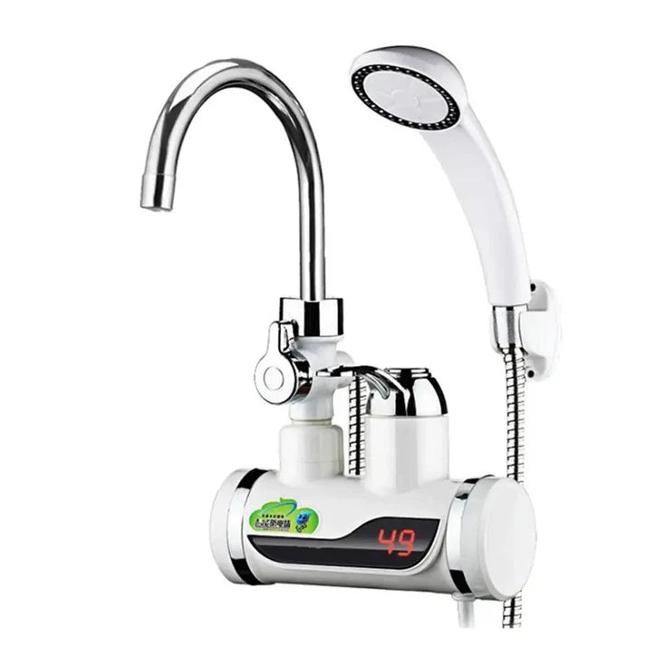 Robinet Electric pentru Apa Calda cu Cap de Dus Inclus 3000W  Cu Prindere pe Perete