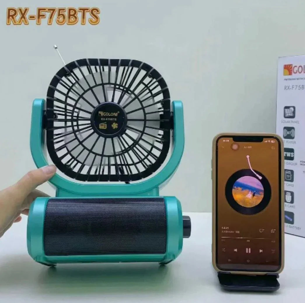 Ventilator Portabil Cu Incarcare Solara Si Radio FM