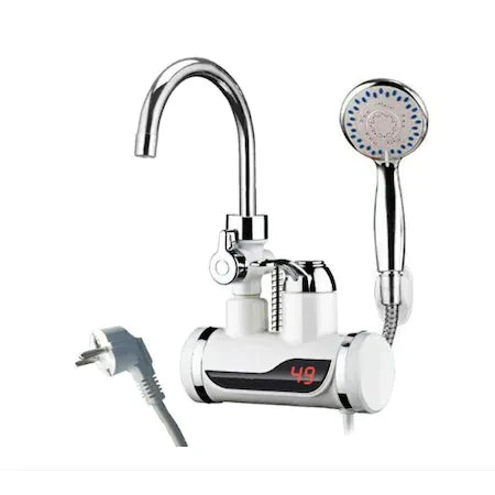 Robinet Electric Cu Dus, Pentru Incalzit Apa Instant, Cu Afisaj LED Al Temperaturii, Montare Pe Chiuveta, Putere 3000W